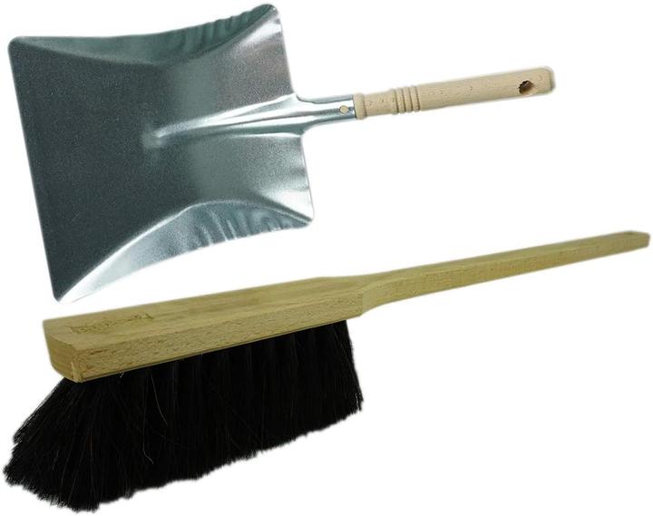 Immagine prodotto Novaliv Kehrgarnitur mit Handfeger Langer Stiel I 60 cm I Rosshaar I Kehrschaufel Set Kehrset Handkehrset (1 pz.)