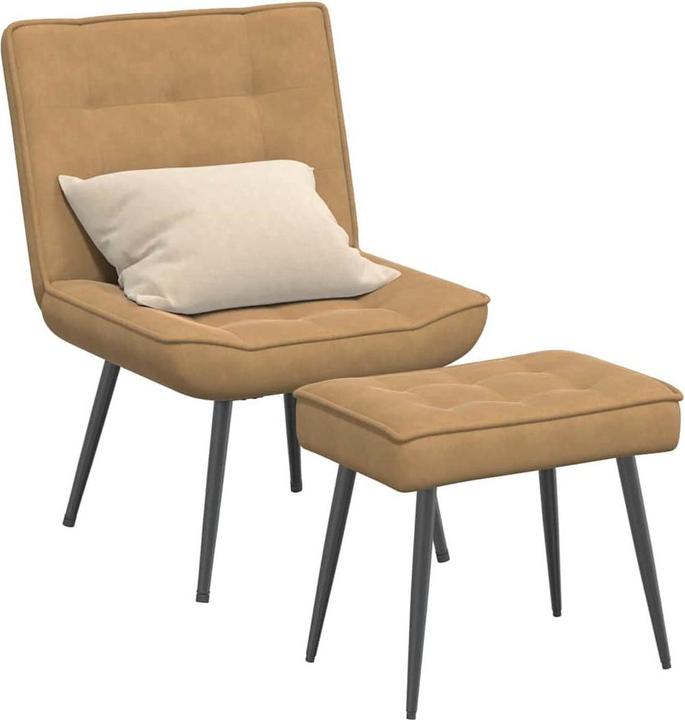 Produktbild VidaXL Relaxsessel mit Hocker Braun Samt Sessel Sessel mit Hocker