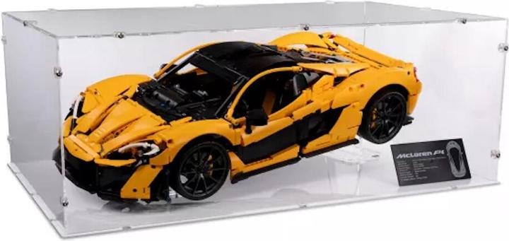 iDisplayit Display acrilico XL per LEGO® 42172 McLaren P1 (con fondo bianco)