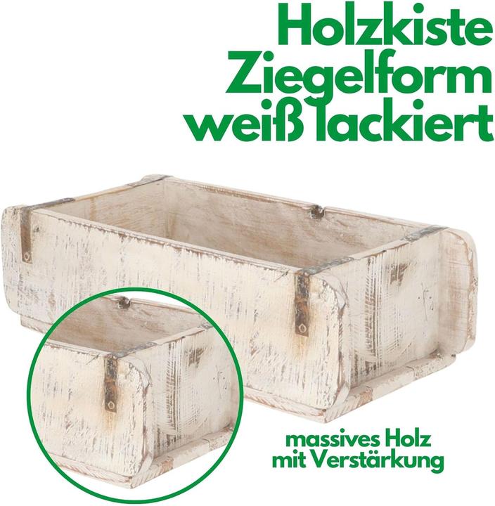 Produktbild Novaliv Holzkiste Vintage Weiss 30 x 15 x 10 cm Alte Ziegelform Holz EIN KAMMER Allzweckkiste aus rec (30 x 15 x 10 cm)