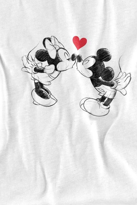 Actual product image Disney Mens Mickey & Minnie Mouse Kiss Sketch Valentine's Day T-Shirt (L)
