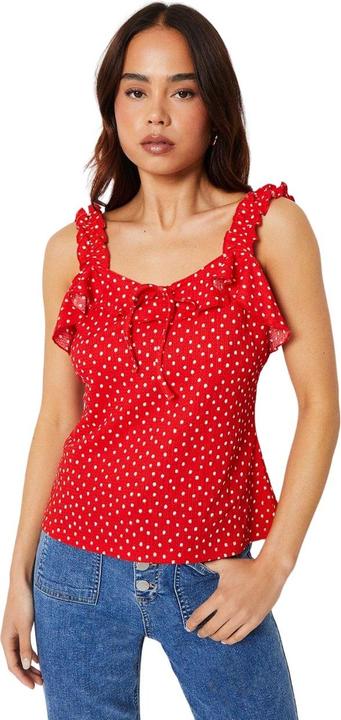 Actual product image Dorothy Perkins Womens/Ladies Polka Dot Frill Detail Petite Tank Top (M)
