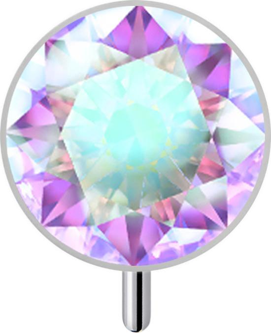 Actual product image Star Piercing Threadless hemisphere silver front with crystal multicolour (without brass, Titanium G23)