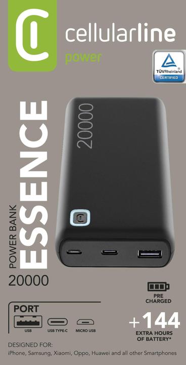 Actual product image Cellularline Essence (20000 mAh, 12 W, 74 Wh)