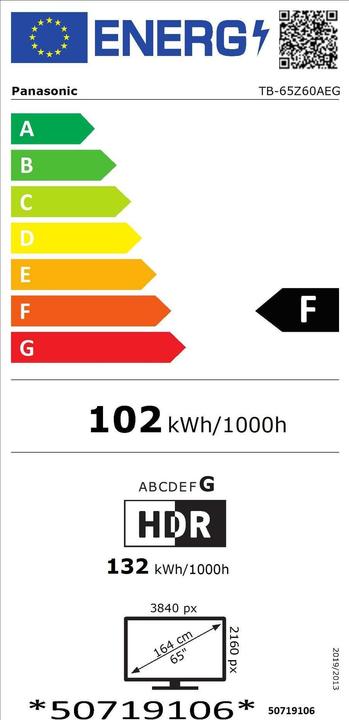 Etichetta energetica Panasonic TB-65Z60AEG (65", OLED, 4K)