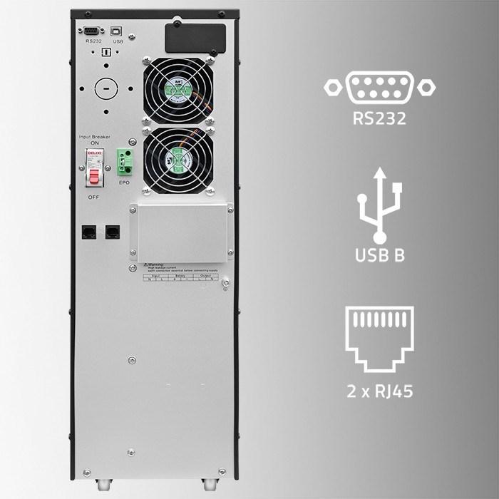 Produktbild Qoltec ZASILACZ AWARYJNY UPS 6KVA | 6000W | POWER FACTOR 1.0 | LCD | EPO | USB | ON-LINE (6000 VA, 6000 W, Online-Doppelwandler USV)