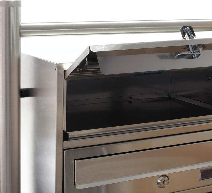 Actual product image Wiltec 3-post letterbox system stainless steel 512x270x1150mm Postal mailbox