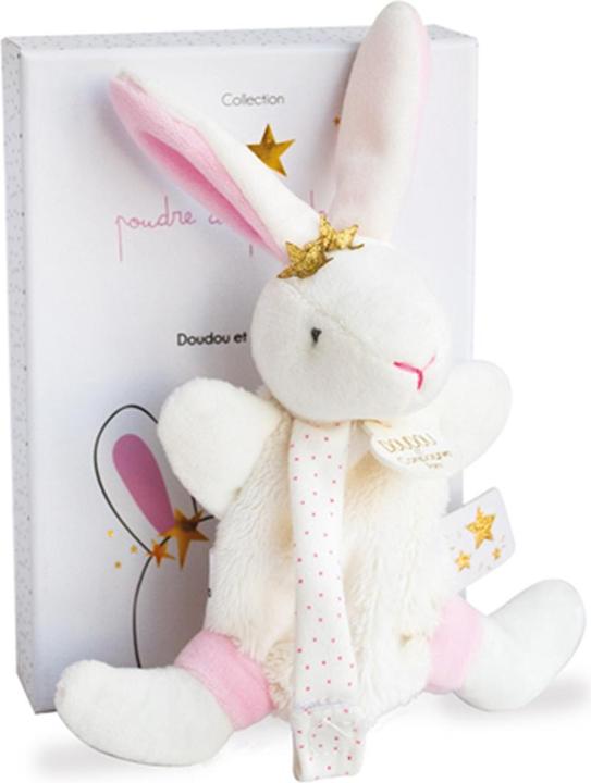 Doudou et Compagnie Rabbit star cuddle cloth with pacifier holder15cm
