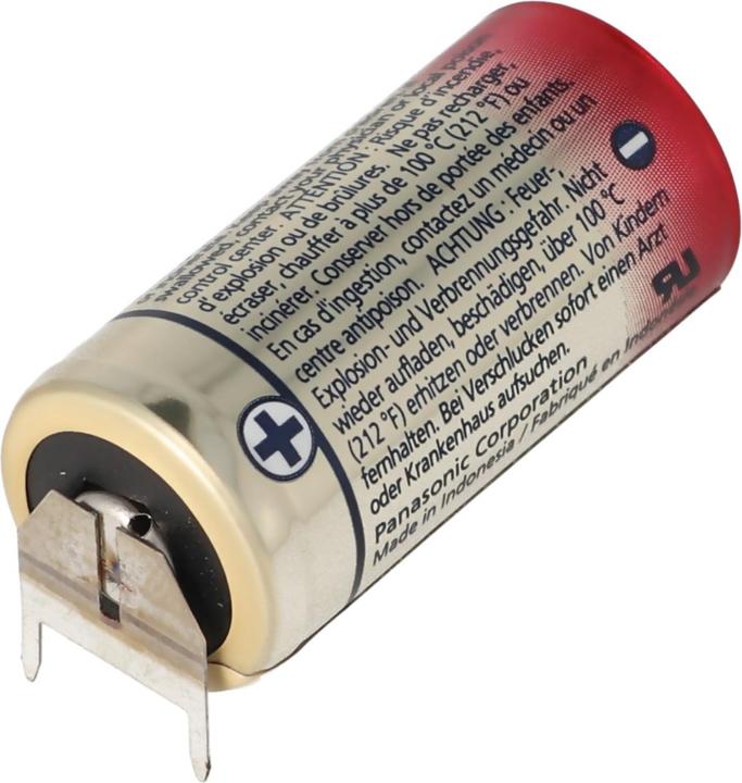 Produktbild Panasonic Batterie CR123A mit 3er Printanschluss 2er Print + 1er Print - Kontakten (1 Stk., CR123A, 1600 mAh)