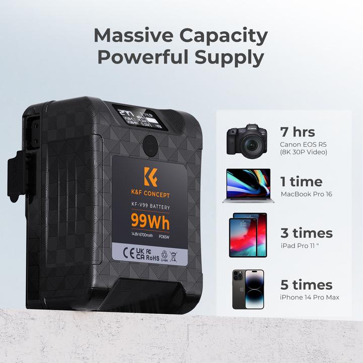 Produktbild K&F Concept MINI V-Lock 6700mAh 99Wh Camera Battery
