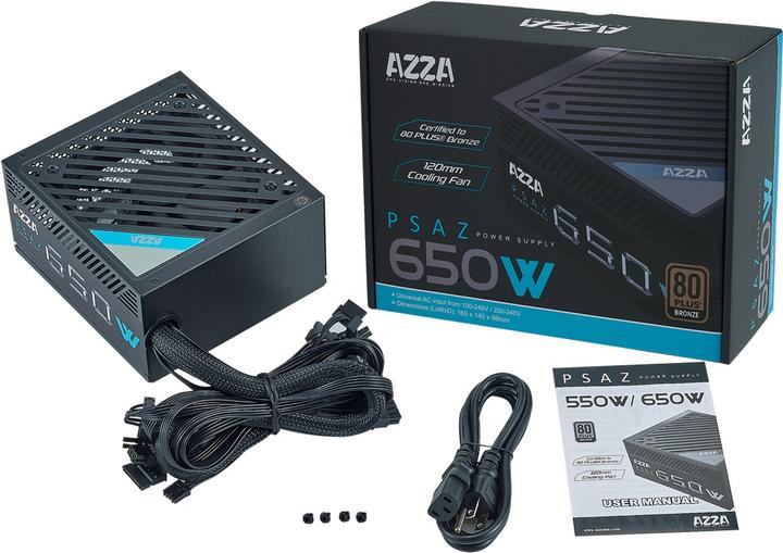 Image du produit Azza PSAZ-650B Bloc d'alimentation 80+ Bronze EU (650 W)