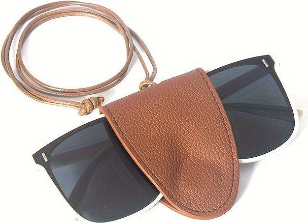 Actual product image Only-Bags.Store PU leather glasses case with neck strap - Portable magnetic sunglasses holder - Universal Fit