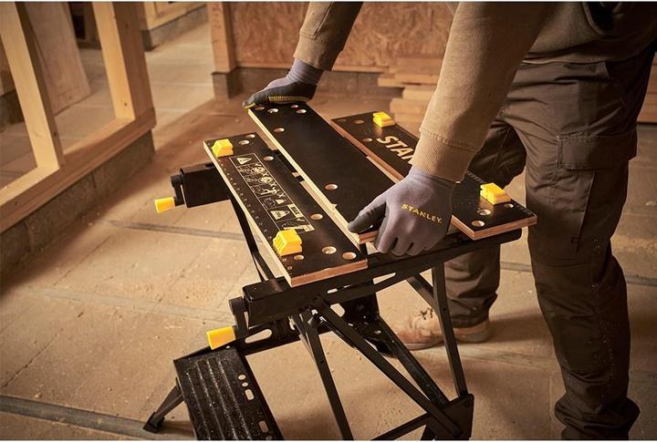 Actual product image Stanley Workmate with bamboo worktop and dual working height, loadable up to 250kg (50.50 cm, 54 cm)