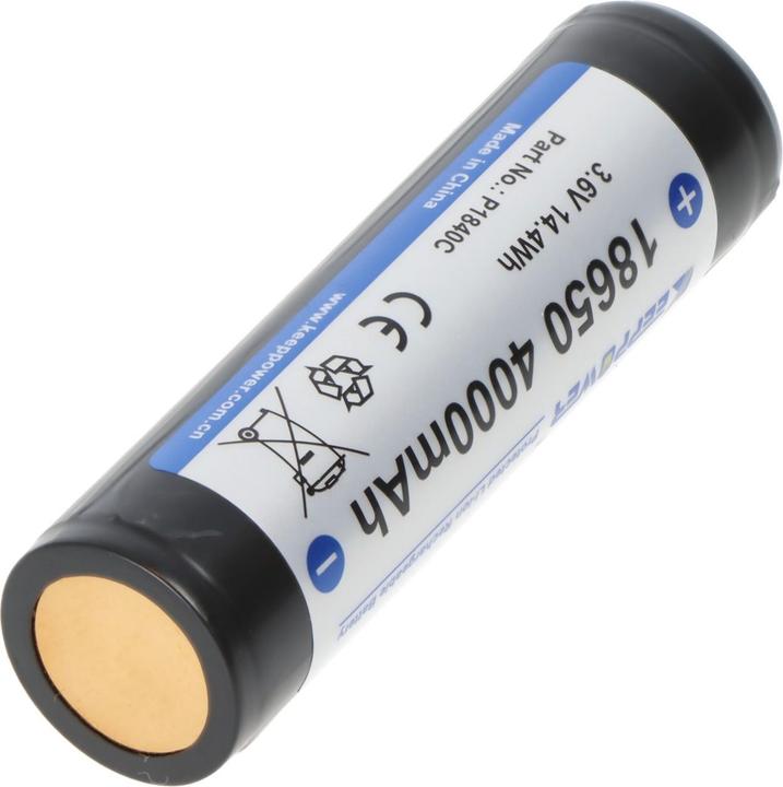 Immagine prodotto Keeppower Akku 18650 4000mAh, 3,7V Li-Ion-Akku geschützt, Pluspol erhöht (18650, 4000 mAh)