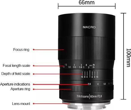 Immagine prodotto 7artisans 60 mm F2.8 Macro Sony E (Sony E, APS-C / DX)