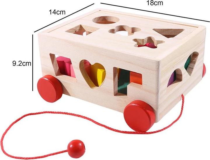 Immagine prodotto Activity Board Giocattolo a stampo in legno a forma di auto che si tira dietro, scatola di blocchi da abbinare per