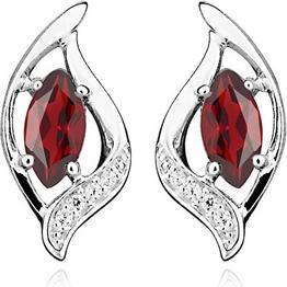 Moiss Fashion silver earrings with garnets and zircons EG000043 (L)