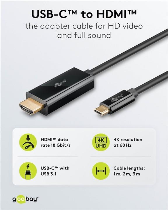 Actual product image Goobay HDMI – USB C (1 m, USB Type C, HDMI)