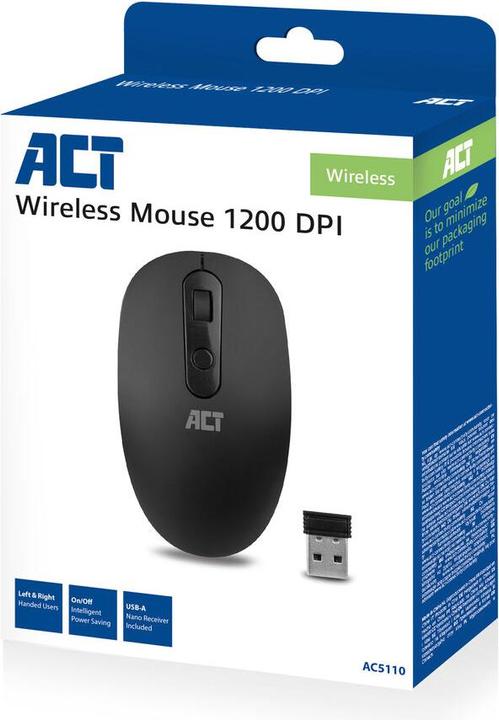Produktbild Wireless Mouse, USB nano receiver, 1200 dpi, black (Kabellos)