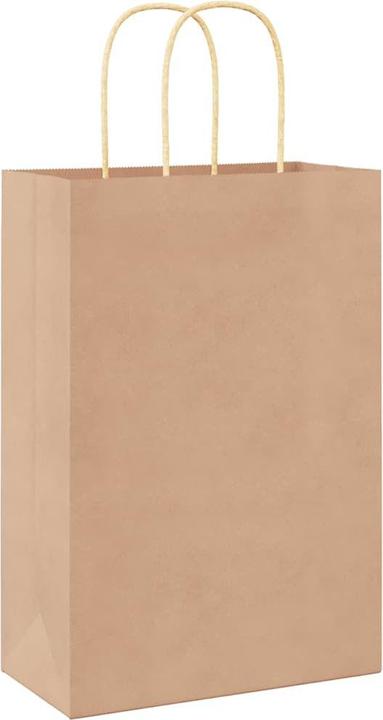 Produktbild VidaXL Kraftpapiertüten 50 Stk. mit Henkel Braun 22x11x31 cm Papiertüte (Geschenktüte, 50 x)