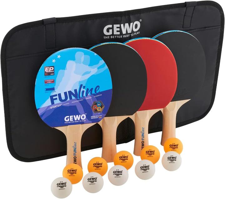 Immagine prodotto Gewo FunLine Tischtennisschläger Set mit Bällen und Aufbewahrungstasche