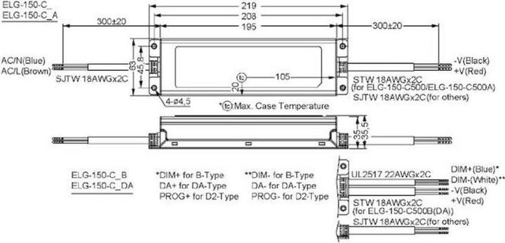 Image du produit MeanWell Mean Well ELG-150-C1400DA-3Y Driver de LED à courant constant 105 W 1400 mA 54 - 107 V