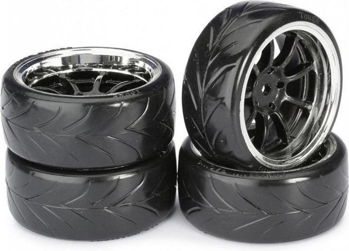 Absima Räderset Drift LP 9-Speichen Profil A schwarz/chrom 1:10
