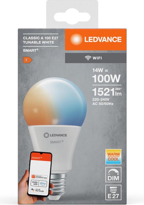 Actual product image Ledvance Smart+ Wifi Classic (E27, 14 W, 1521 lm, 1 x, F)