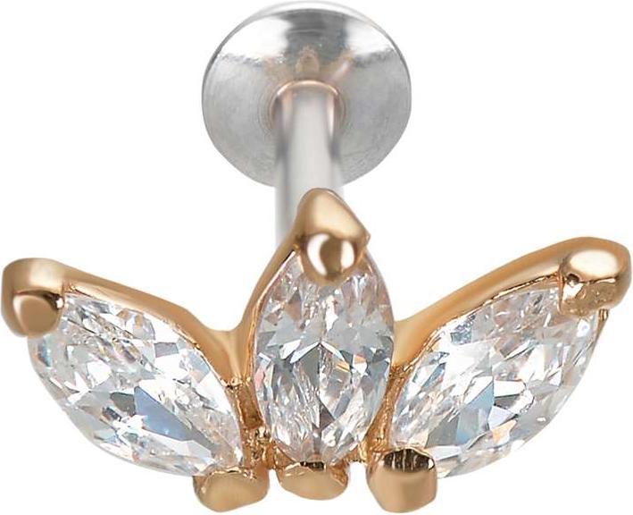 Bijouteria Ohrpiercing (PVD Beschichtung (goldfarbig), Silber 925, Zirkonia)