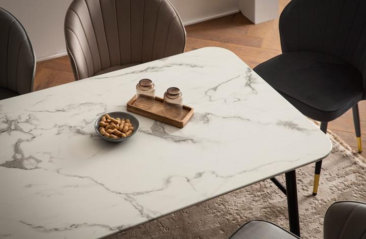 Actual product image FineBuy Dining room table Marble look white Dining table Kitchen table Dining room table