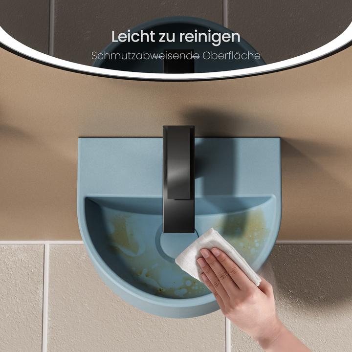 Produktbild Emke Badezimmerwaschbecken 303 x 255 x 120 mm, U-förmig, Mini, Wandmontage, Matt Hellgrau-Blau (255 mm, 303 mm)