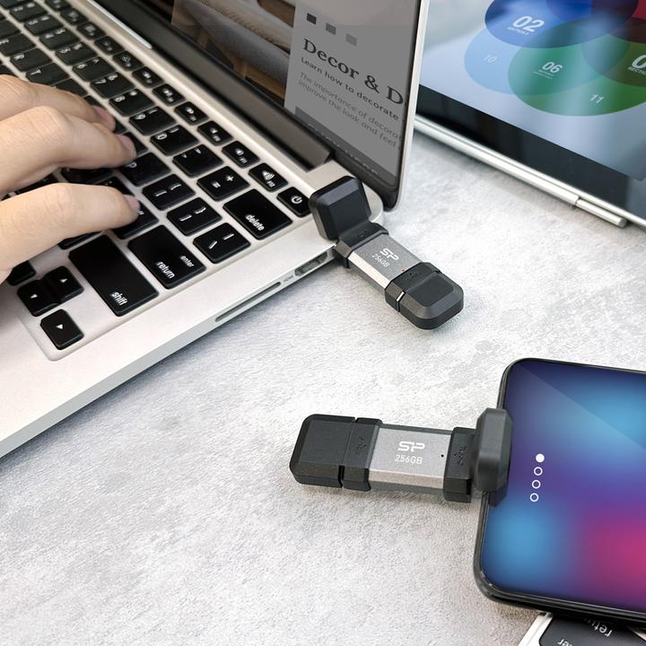 Produktbild Silicon Power 64 GB, USB TYPE-A and TYPE-C FLASH DRIVE, MOBILE C51, Silver (64 GB, USB-A, USB-C)