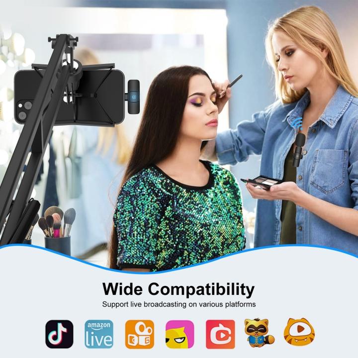 Produktbild Puluz Wireless Lavalier Noise Reduction Reverb Microphone for 8-Pin Device, Support Phone Charging (Black)