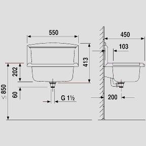 Immagine prodotto Sanit Lavandino funzionale multiset in granito (LxPxH 430x270x160mm, troppopieno, portasapone, 2 ganci (270 mm, 430 mm)