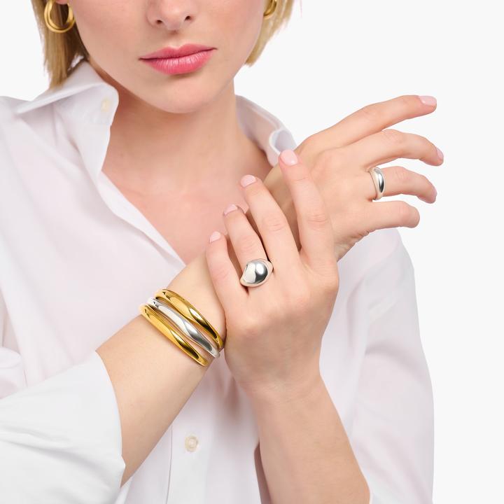 Produktbild Thomas Sabo Armreif mit geschwungener Form (15 cm, 750 Gelbgold Vergoldung, 925 Sterlingsilber)