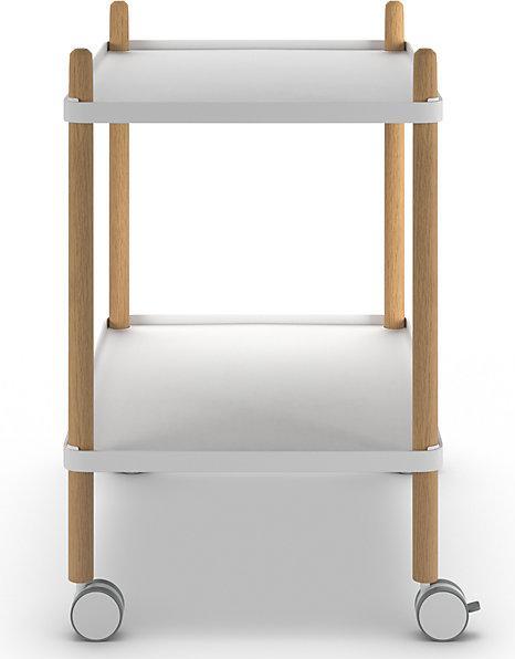 Actual product image Paperflow Dolly with 2 shelves, frame made of solid wood, white.