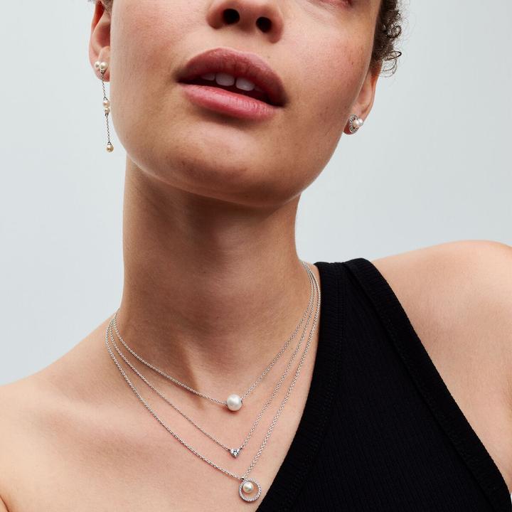 Produktbild Pandora Halskette Treated Freshwater Cultured Pearl & PavÃ© (Sterling Silber 925, 45 cm)