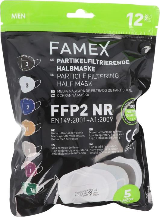 Produktbild AccuCell 12er Pack FFP2 Masken in unterschiedlichen Farben 5-Lagig, zertifiziert nach DIN (FFP2, 12 x)