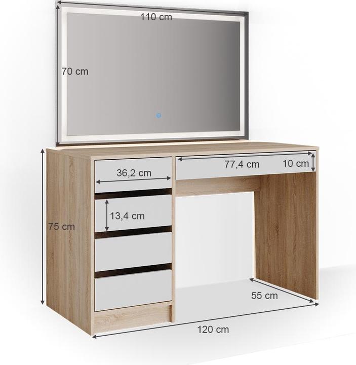 Actual product image Vicco Sherry with lighting (120 x 75 x 55 cm)