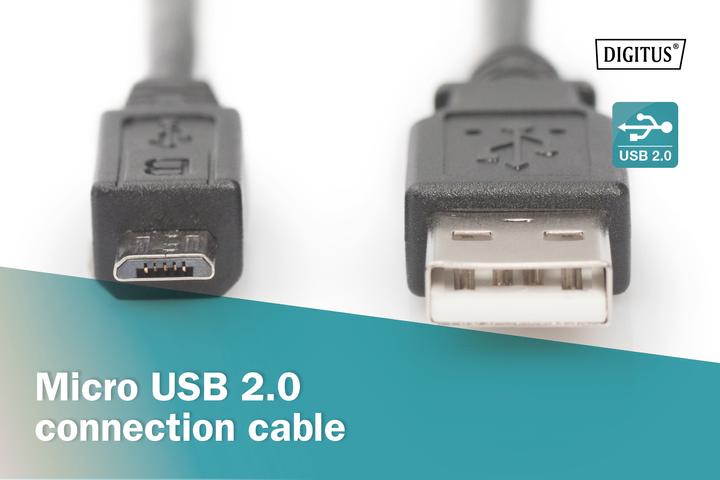 Produktbild Digitus USB A – USB Micro B (1 m, USB 2.0, 2.50 W)