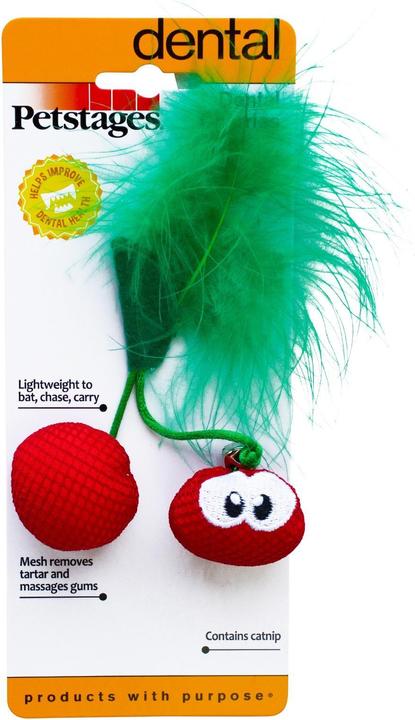 Actual product image Petstages Cat Toy Dental Cherries, Red (Catmint toy)
