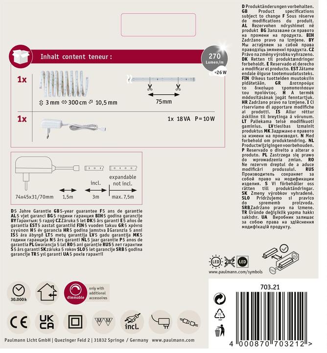 Actual product image Paulmann YourLED Start (Cold White, 300 cm, Indoor)