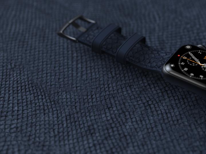 Actual product image Njord Vatn Watch Strap For (45 mm, 44 mm, Vegan Leather, Silicone, Vegan salmon leather)