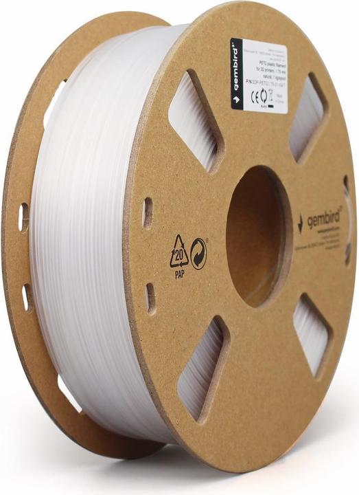 Actual product image Gembird Filament cassette PETG narrow spool (PETG, 1.75 mm, 1450 g, White)