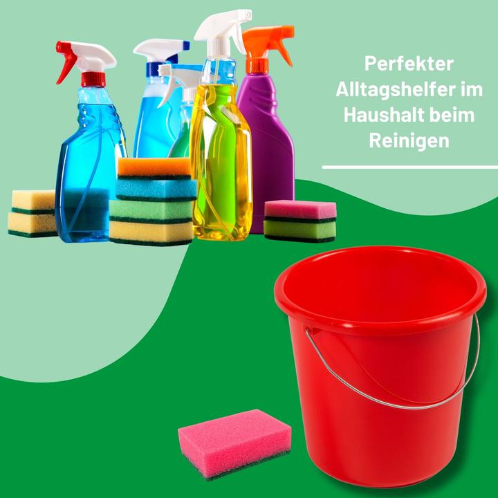 Produktbild Novaliv 4 Stück Eimer 10L Rot mit Masseinteilung - Putzeimer 10 Liter? 28,5 cm Praktischer Allrounde (4 Stk.)