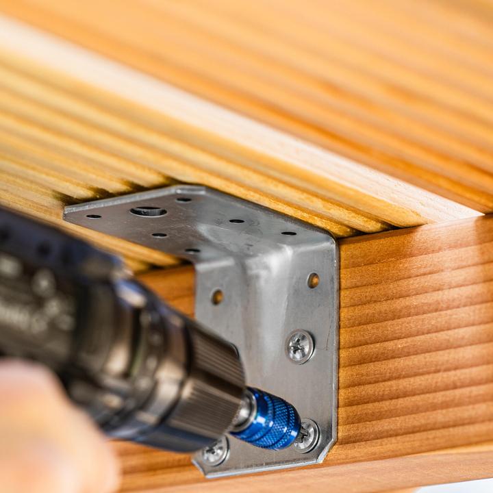 Actual product image Helpmate Lochplattenwinkel 70x70x55, verzinkt, 12 Stück, mit Sicke (Perforated plate angle, 12 pcs.)