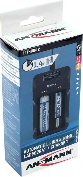 Immagine prodotto Ansmann litio 2 (1 pz., 14500, 16340, 17670, 18500, 18650, 22650, 26650, AAA, AA, Caricabatterie senza batteria)