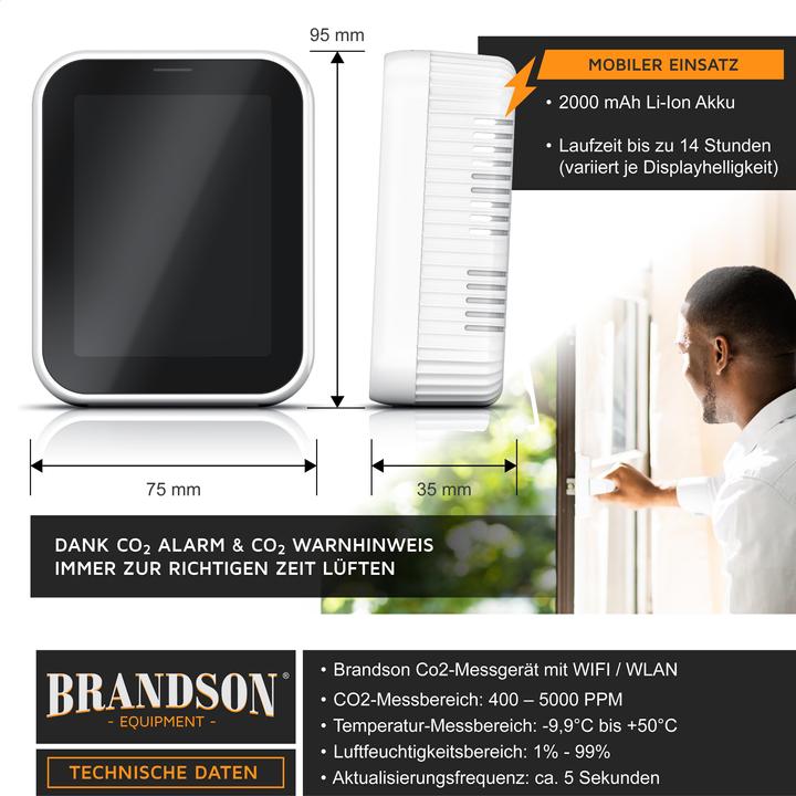 Produktbild Brandson CO2-Messgerät Luftqualitätsprüfer