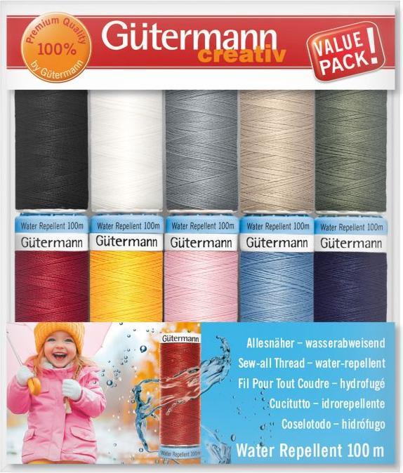 Produktbild Gütermann Nähfaden - Set Water Repellent 10 Spulen Allesnäher 100 m