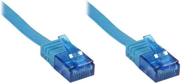 Image du produit Varia Câble patch, Cat. 6a, U/UTP, FLACHKABEL, 500 MHz, bleu, 0,5m (U/FTP, CAT6a, 0.50 m)